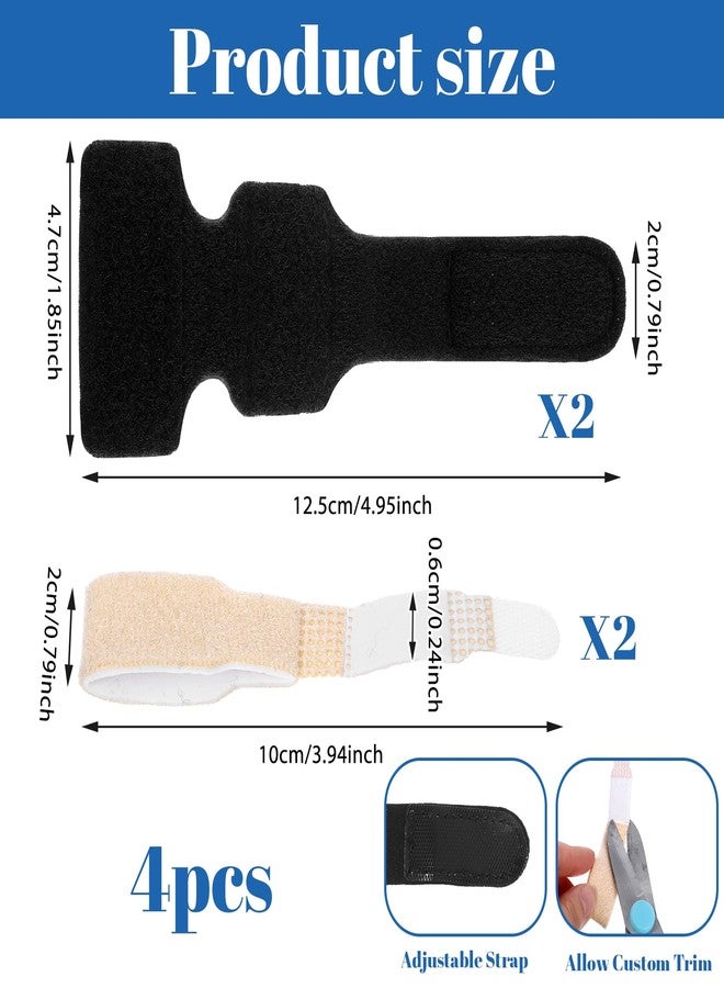 KFHENSOMR 4Pcs Fabric Hammer Toe Corrector Reusable Fabric Buddy Toe Wraps Straighteners for Bent Toes, Curled Toes, Crooked Toes, Broken Toes - Pain Relief and Support (Beige Black) - Image 2