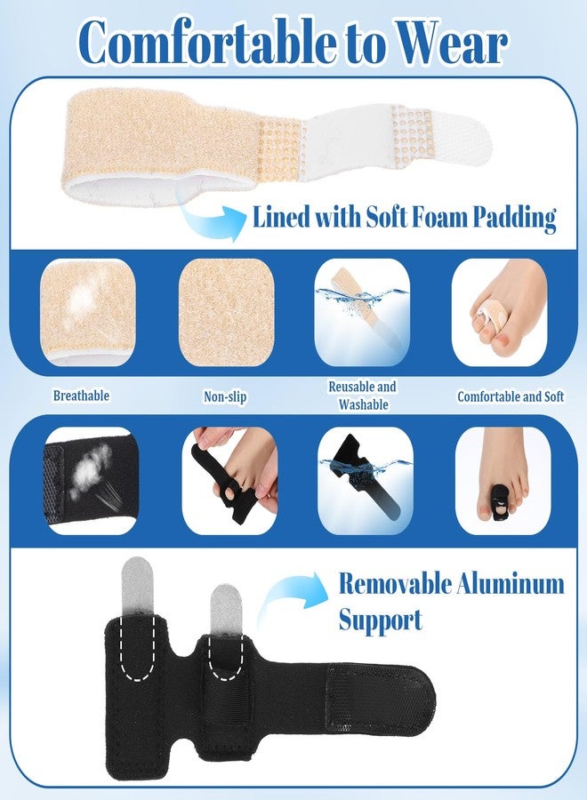 KFHENSOMR 4Pcs Fabric Hammer Toe Corrector Reusable Fabric Buddy Toe Wraps Straighteners for Bent Toes, Curled Toes, Crooked Toes, Broken Toes - Pain Relief and Support (Beige Black) - Image 3