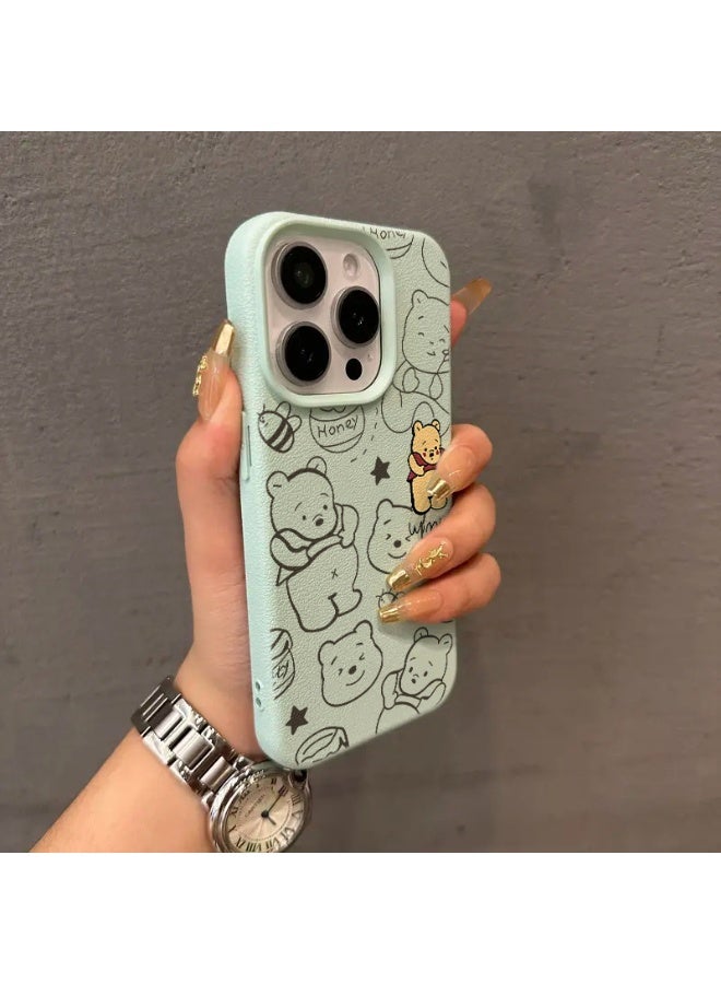 NIBEMINENT Cute Lines Winnie The Pooh Protective TPU Case Cover For iPhone 16 Plus, Light Blue