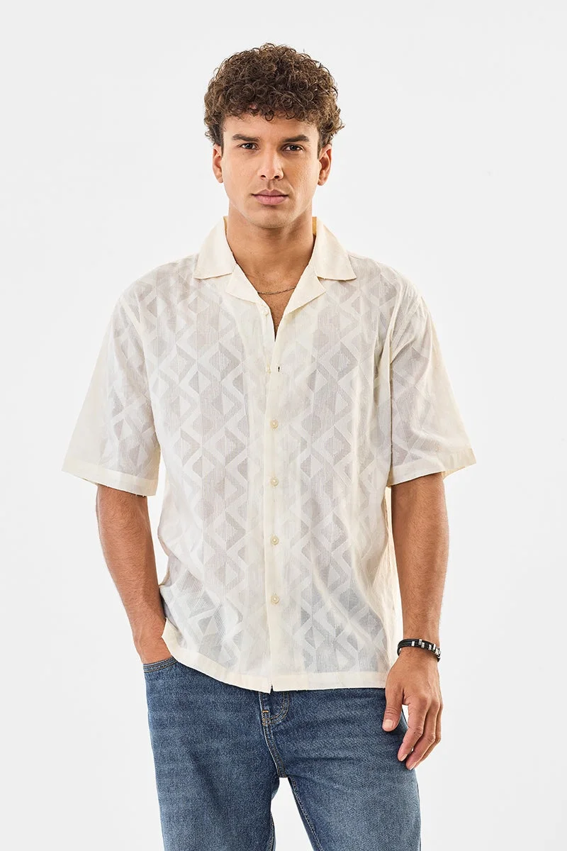 SNITCH Self-Design 100% Cotton Box Fit Shirt