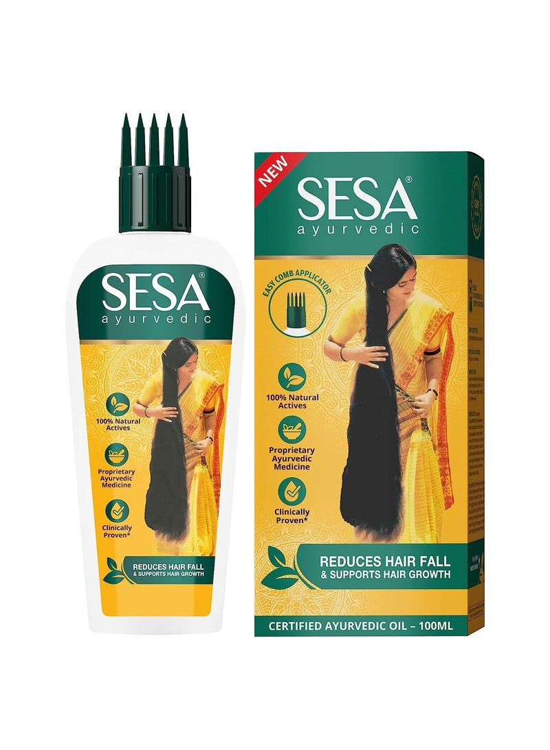 سيسا زيت سيسا أيورفيدا لتساقط الشعر ونموه ، برينجراج + 17 عشب + 5 زيوت ، كشير باك فيدي ، بدون زيت معدني ، 100 مل