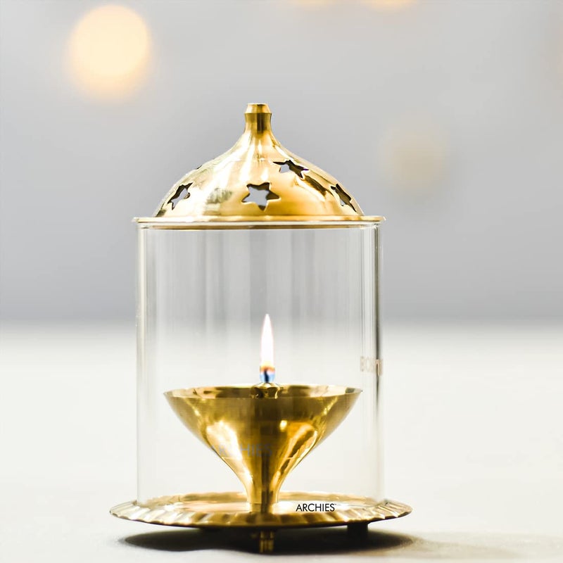 Archies Akhand Diya Brass Metal Diyas Light Lamp Standard Size AKDMT03152 - Image 1