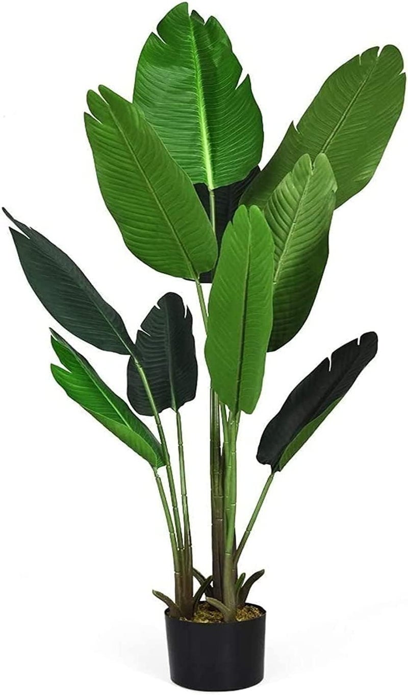 FOX FERN 38 FT Natural Looking Travellers Palm Artificial Plant GAJW3018 with Basic Pot Ornamental Plant Best for Gifting Party Home Decor Pack of 1 Ht 38 FT