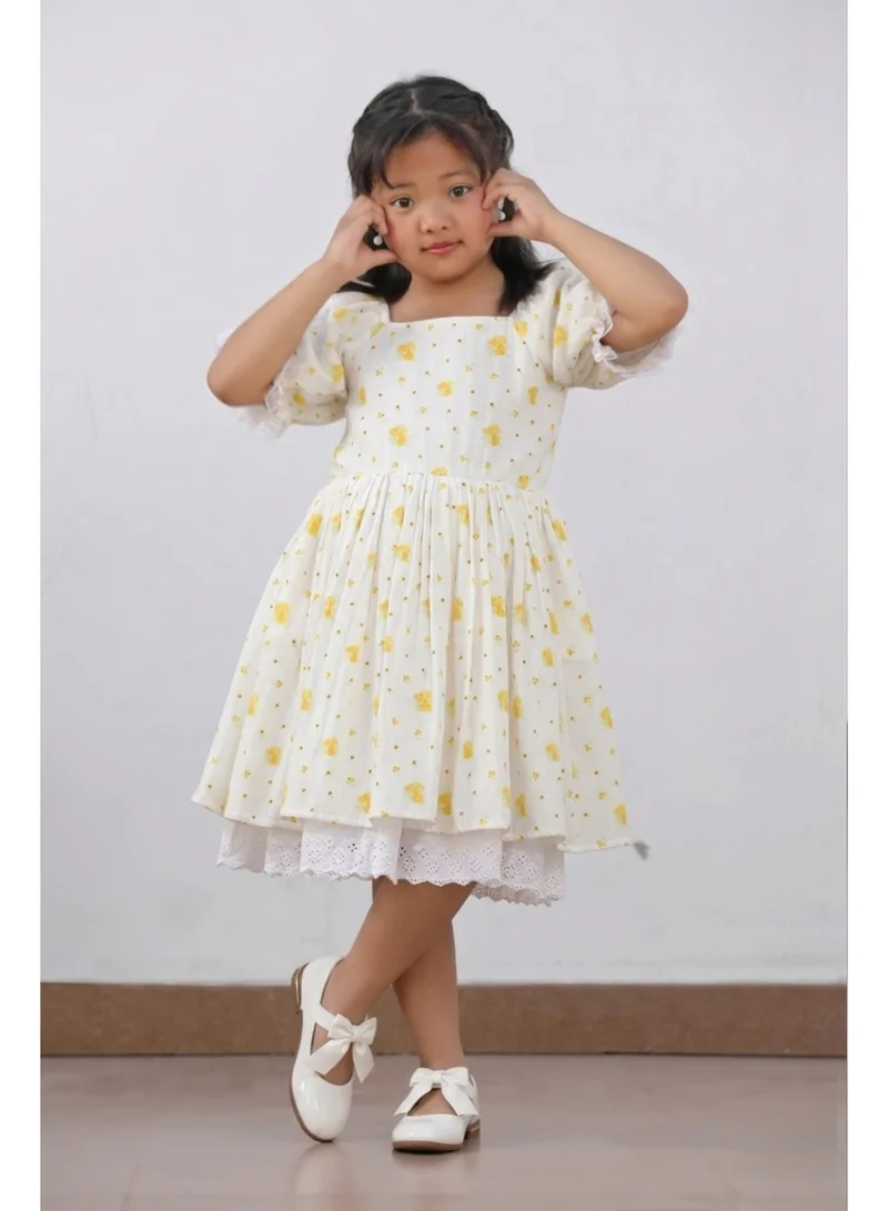 Luxe & Hardy فستان كاميلي للبنات بطبعة زهور من الدانتيل