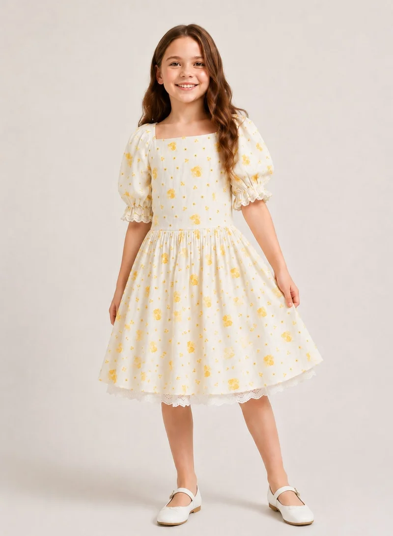 Luxe & Hardy Girls Camlie Floral Print Lace Dress