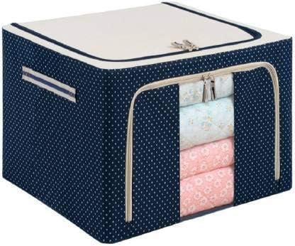 zerolex 66Litre Clothes Storage Box Polka Dot Rectangular Foldable Clothes Storage Boxbin Boxes Extra Foldable Stackable Container OrganizerCloth Storage Bags with Zip - Image 1