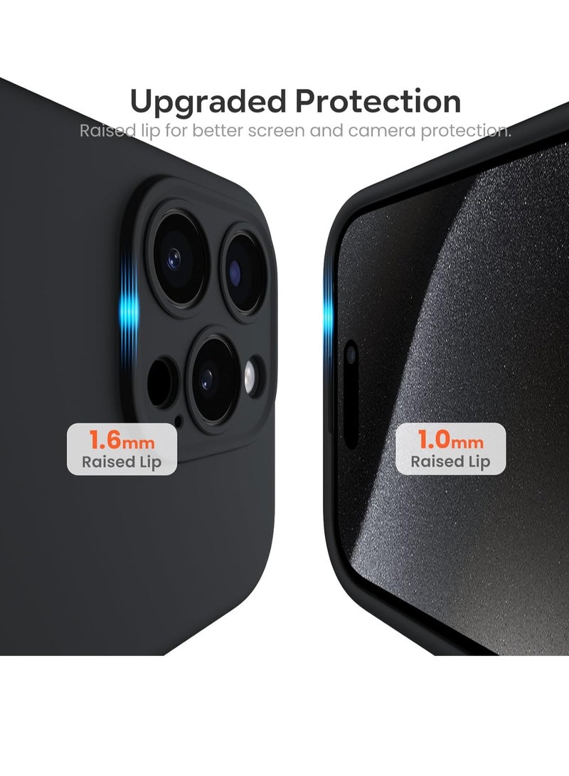 إلترازون ELTRAZONE Compatible with iPhone 15 Pro Max Case 6.7", with 1 x Screen Protector, Silky-Soft Touch Liquid Silicone Case Shockproof Rubber Case for iPhone 15 Pro Max-Black - Image 4