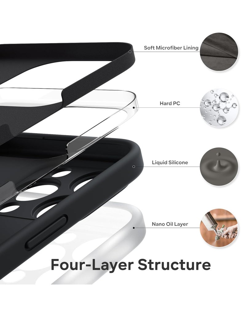 إلترازون ELTRAZONE Compatible with iPhone 15 Pro Max Case 6.7", with 1 x Screen Protector, Silky-Soft Touch Liquid Silicone Case Shockproof Rubber Case for iPhone 15 Pro Max-Black - Image 5