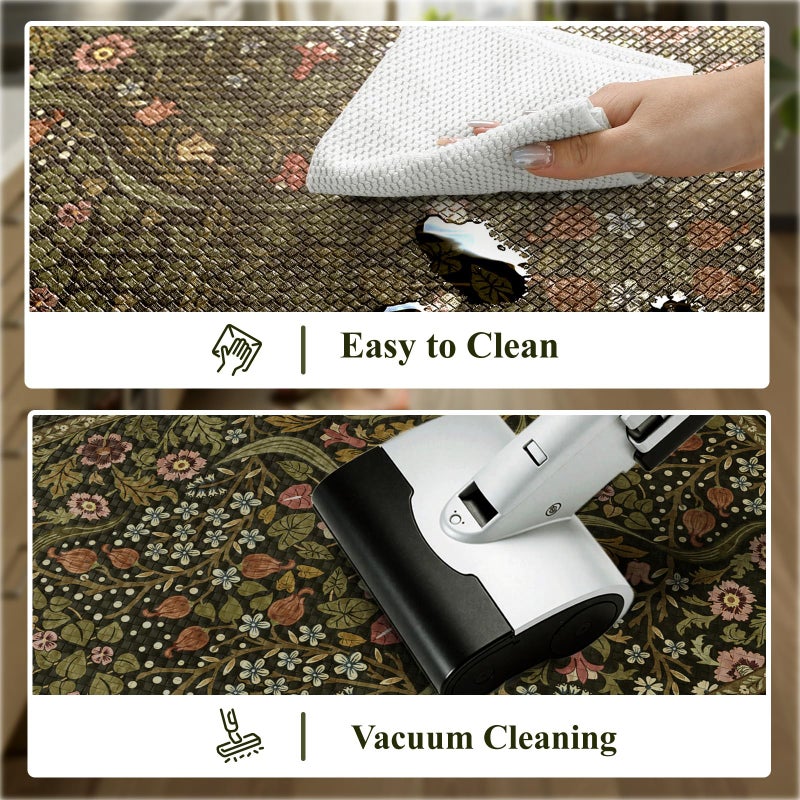 Collive Anti Fatigue Kitchen Mats, Spring Green Floral Kitchen Rugs Sets of 2 Non Slip Waterproof Standing Mat, Vintage Comfort Desk Rug for Office, Sink, Laundry, 17.3"x29"+17.3"x47" - Image 4