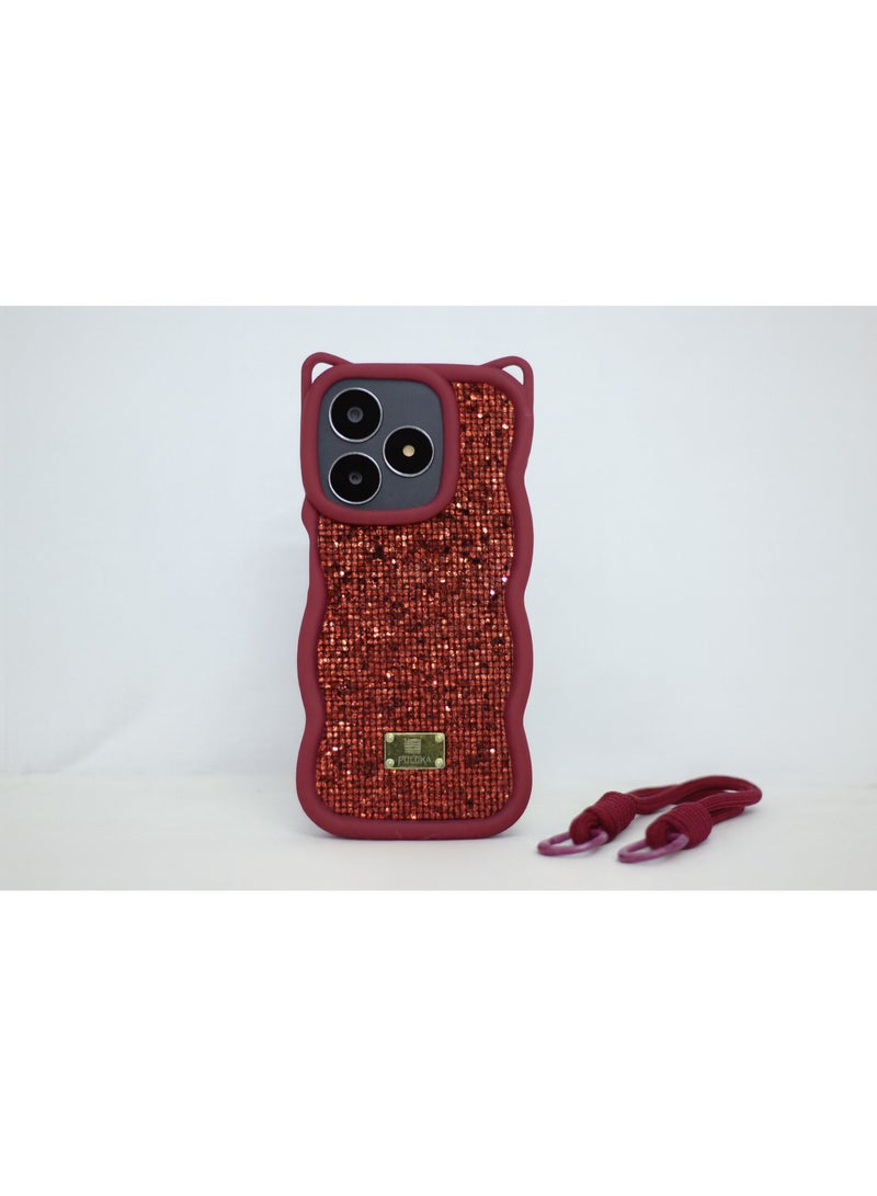 Diamond silicone case with a sun-kissed velvet interior, for realme note 50 (wine red)