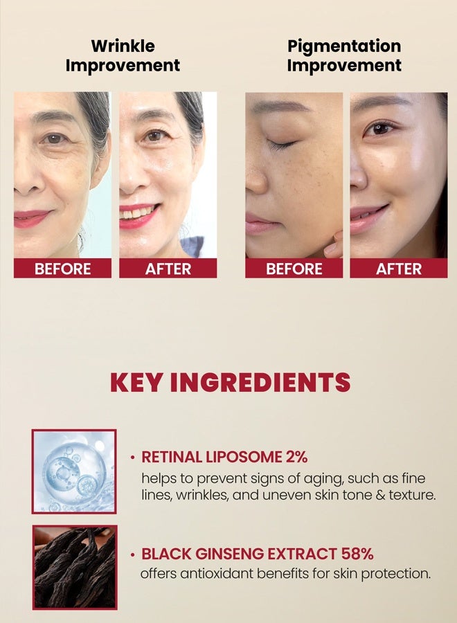 K-SECRET SEOUL1988 Retinal Serum & Cream Set – 2% Black Ginseng + 4% Fermented Bean Eye Cream + 1% Rice Cream - Image 4