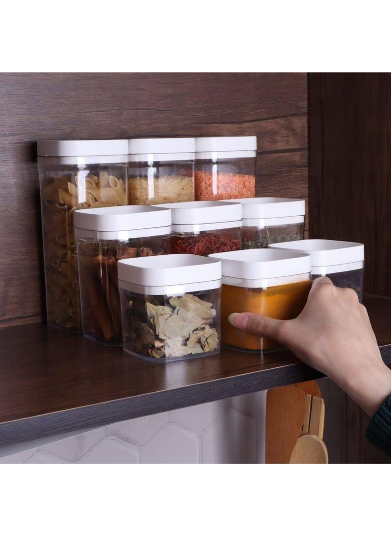 Generic Elegant Acrylic Spice Jars Set of 3 for Sugar, Coffee, Cereal, with Spoons and Airtight Plastic Lids, Different Sizes Canister Set for Kitchen, Cafe, Home (Beige)  - Image 5