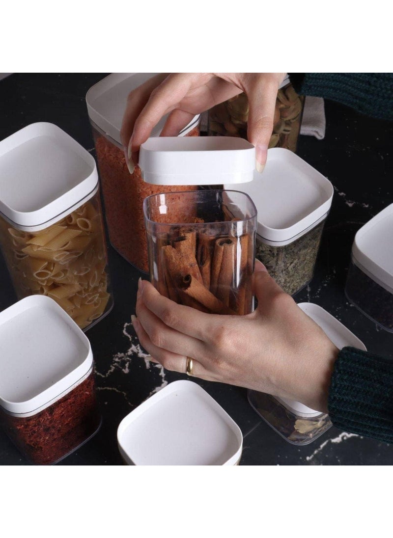 Generic Elegant Acrylic Spice Jars Set of 3 for Sugar, Coffee, Cereal, with Spoons and Airtight Plastic Lids, Different Sizes Canister Set for Kitchen, Cafe, Home (Beige)  - Image 4