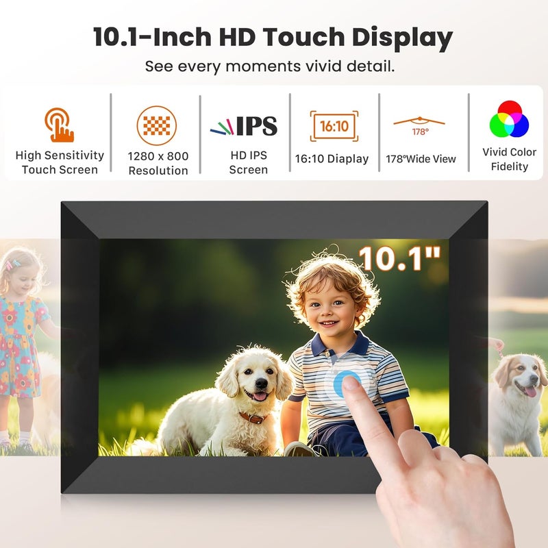 إطار الصور الرقمي Uhale WiFi 10.1 بوصة مع تخزين 32 جيجابايت، إطارات الصور الإلكترونية 1280 × 800 شاشة لمس IPS عالية الدقة، تدوير تلقائي، عرض شرائح، مشاركة فورية للصور ومقاطع الفيديو من أي مكان - Image 4