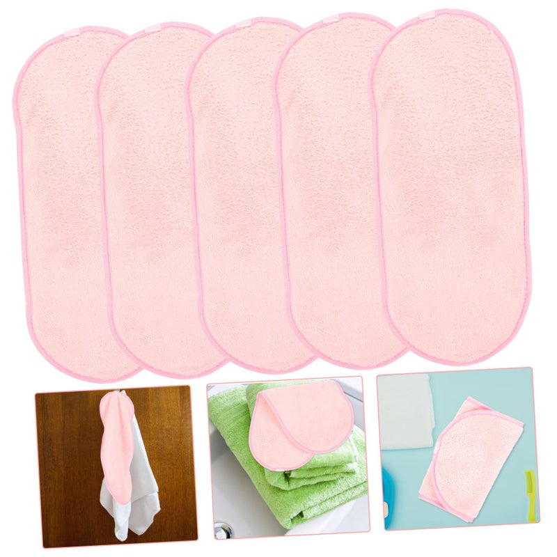 5 Pack Portable Soft Coral Fleece Makeup Cloths Absorbent Lightweight Face Towels For Women Camping - Image 4