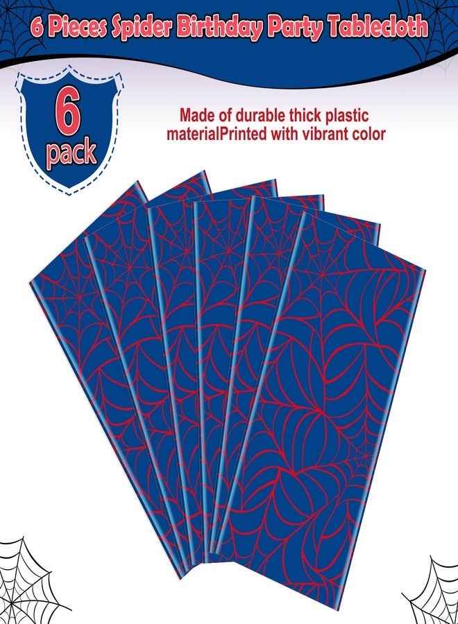 KEASKELL 6Pcs Spider Web Birthday Party Tablecloths, Red Blue Hero Plastic Table Cover Disposable Rectangle Cartoon Spiderweb Table Cloth for Baby Shower Kids Boys Birthday Party Supplies, 54x108 Inch - Image 4