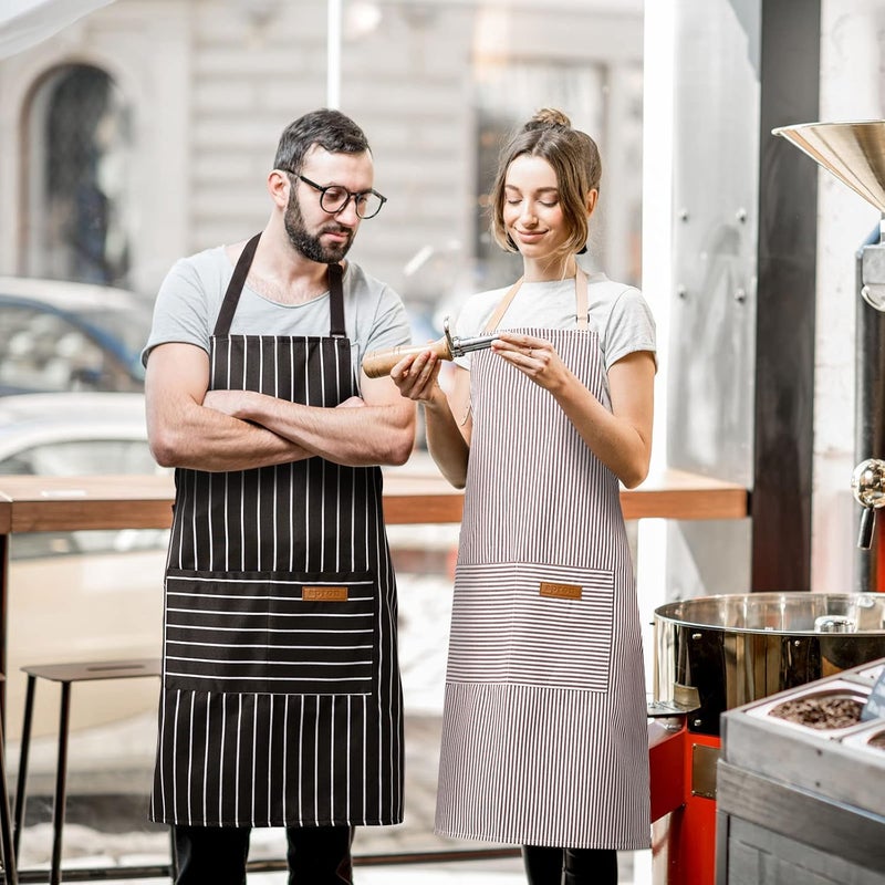BeLuyi 2 Pack Adjustable Bib Apron with 2 Pockets Chef Cooking Kitchen Restaurant Aprons for Women Men - Image 5