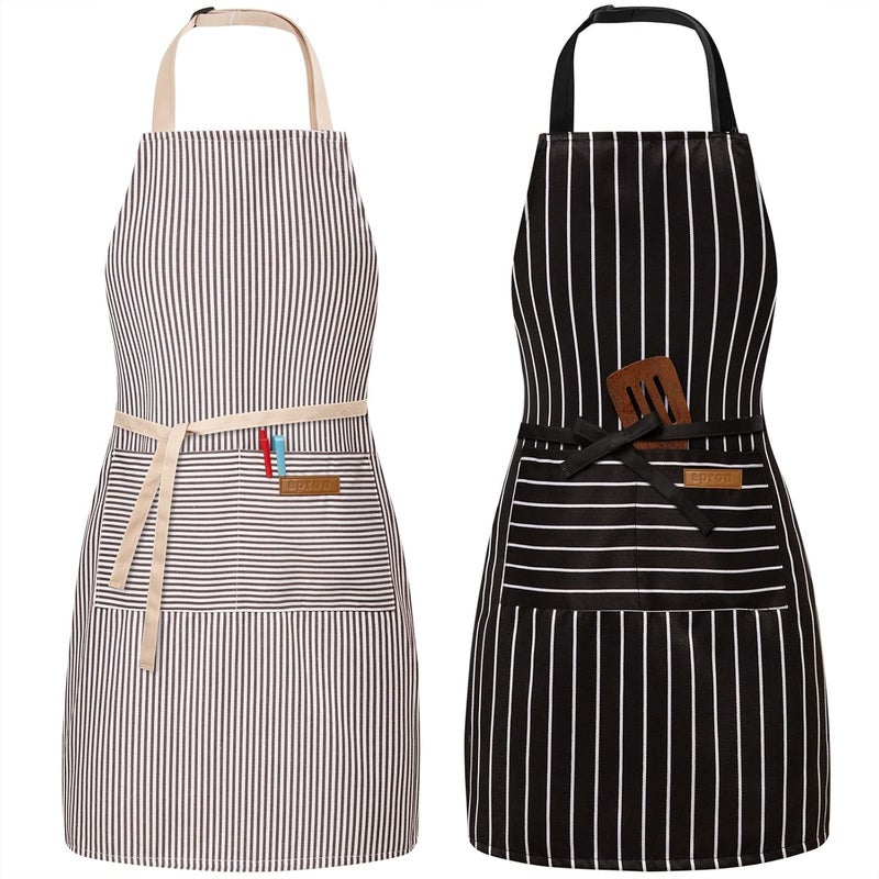 BeLuyi 2 Pack Adjustable Bib Apron with 2 Pockets Chef Cooking Kitchen Restaurant Aprons for Women Men - Image 1