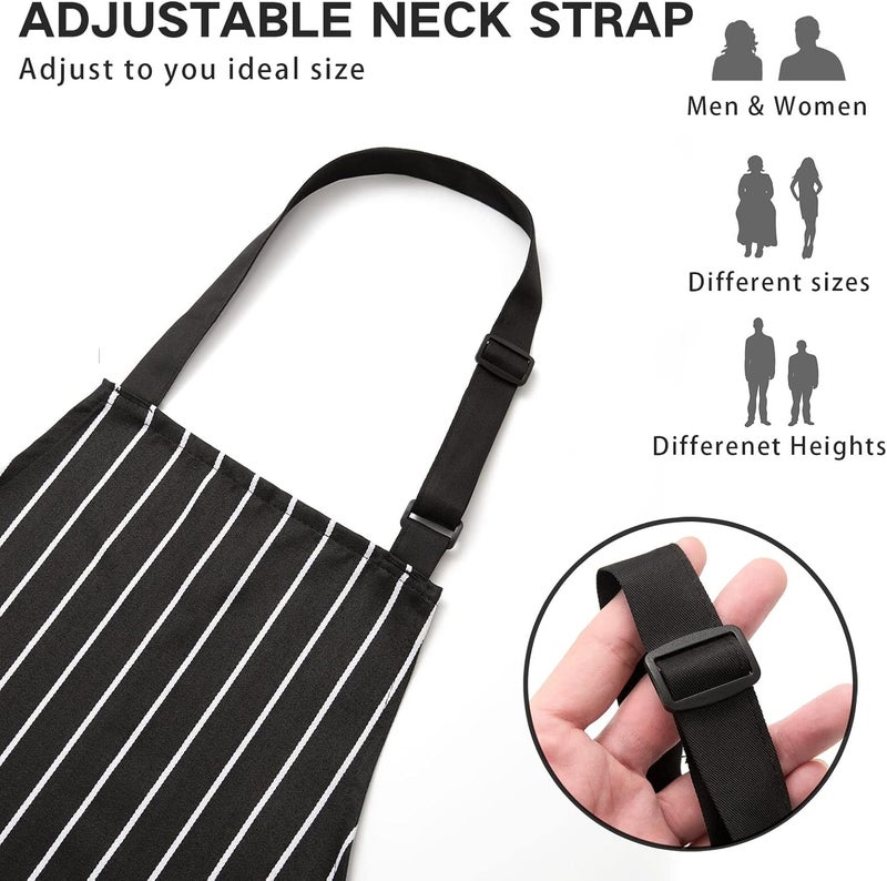 BeLuyi 2 Pack Adjustable Bib Apron with 2 Pockets Chef Cooking Kitchen Restaurant Aprons for Women Men - Image 3
