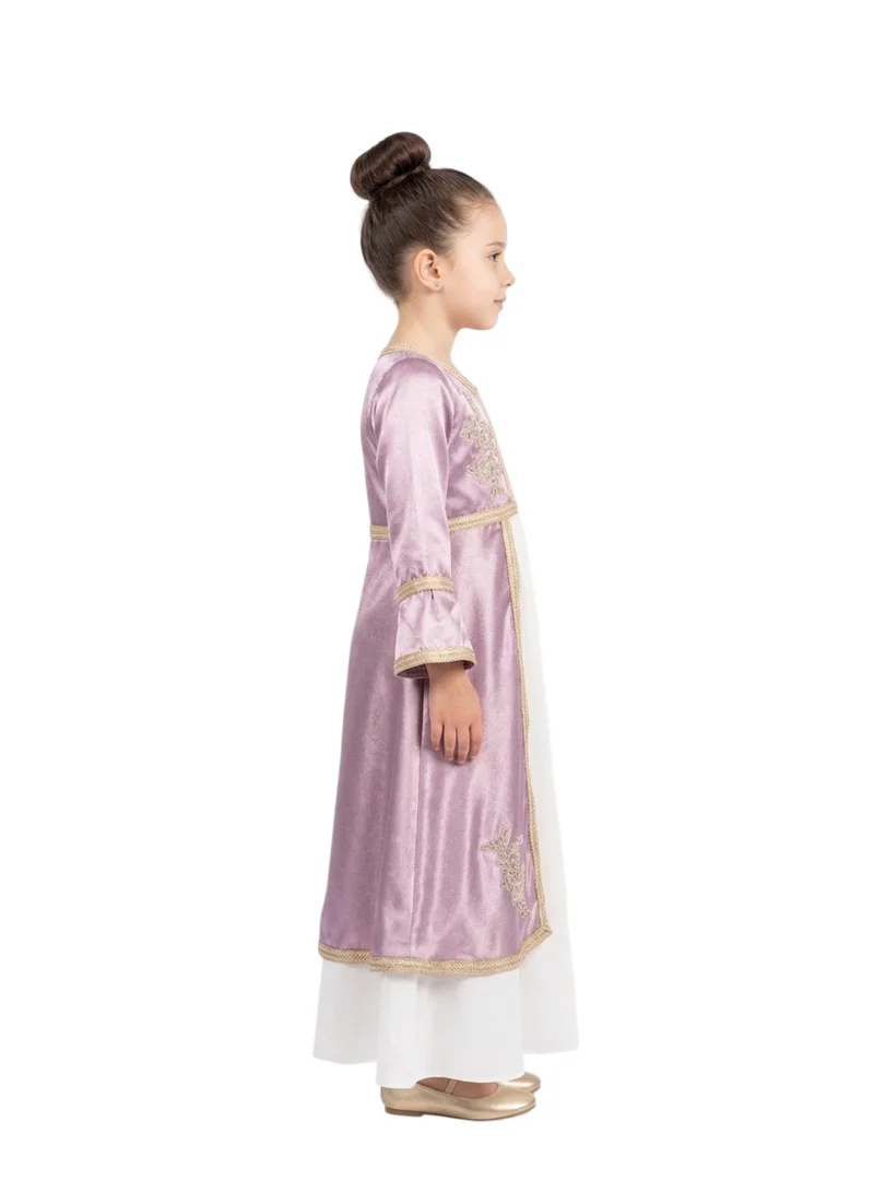 Bidani Lavender and White Kaftan-Style Maxi Dress