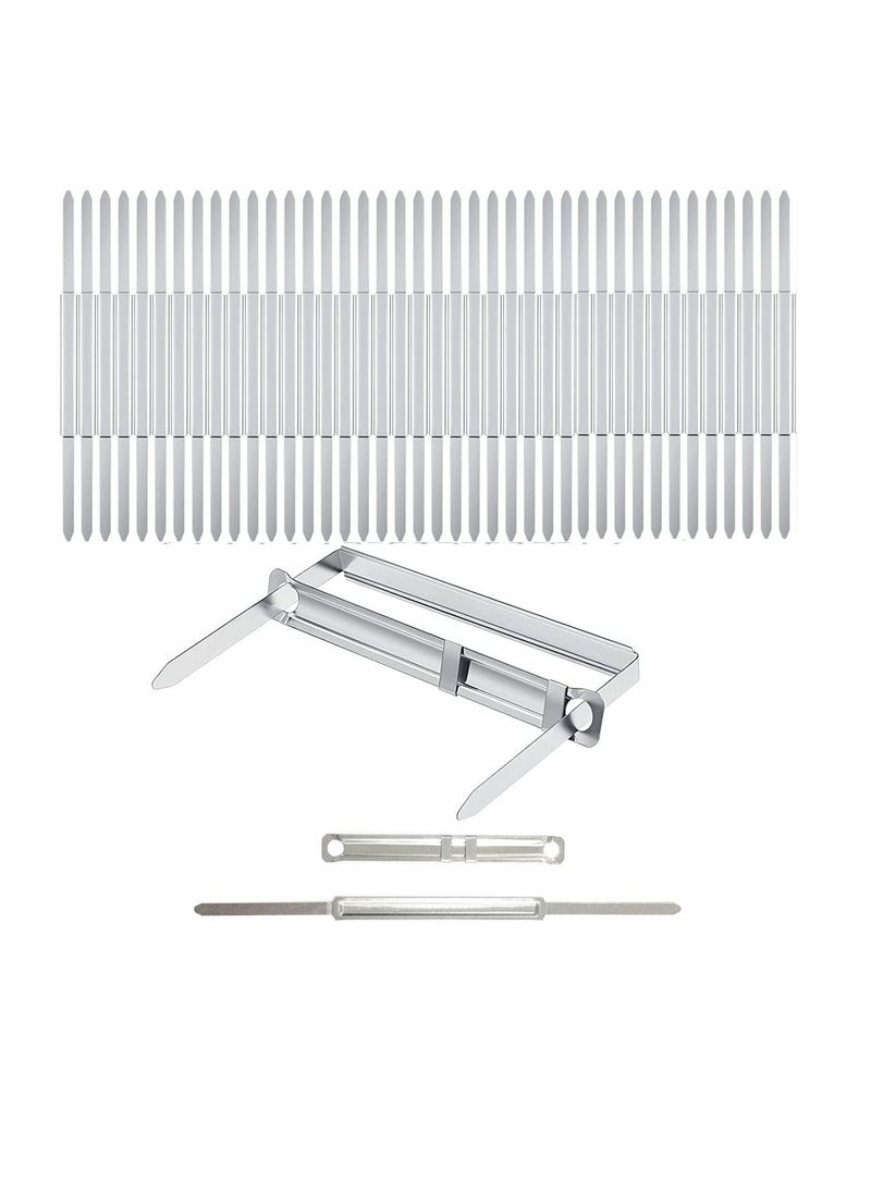 100 Sets Prong Fasteners for Standard 2 Hole Punch,  Metal Prong Paper Fastener 2.75 Inch, Compressor for Paper File Folder, Box of 100 Complete Sets Silver