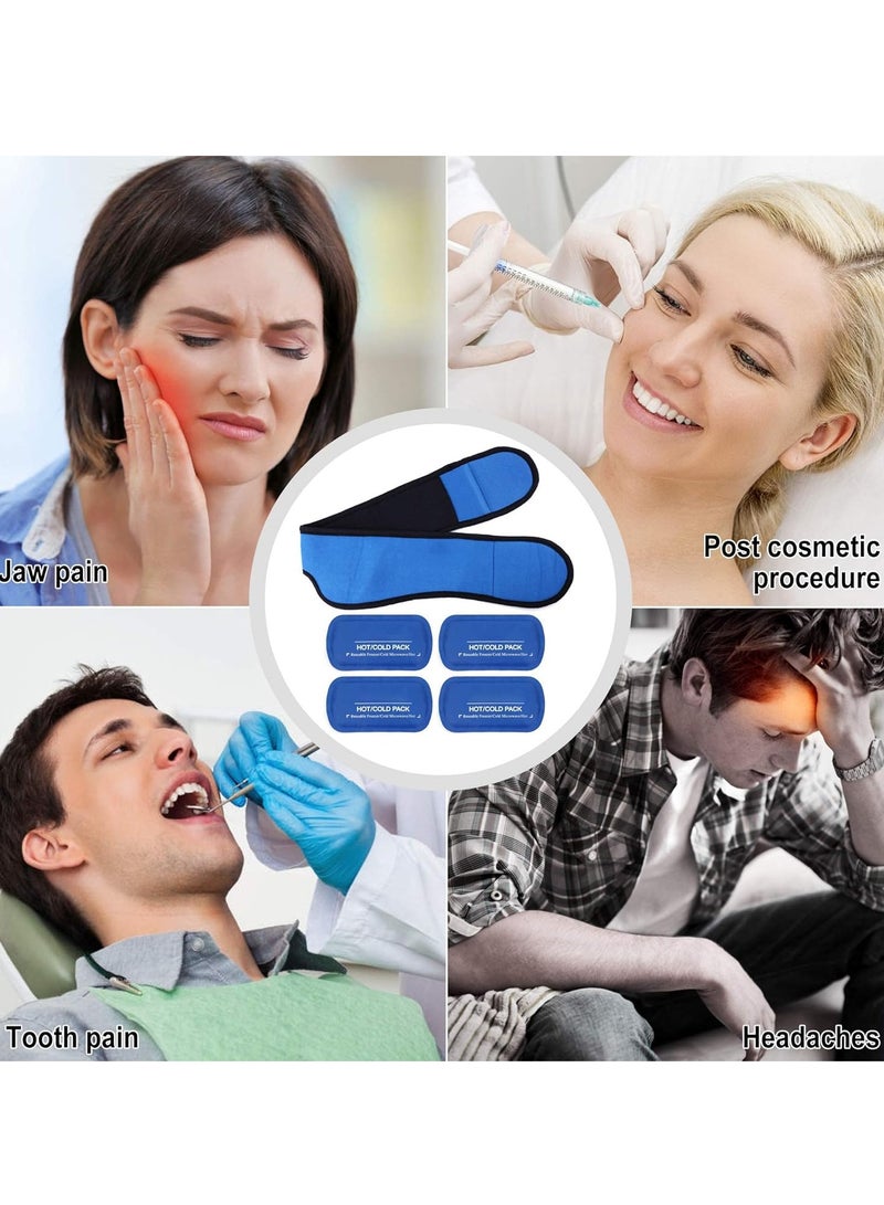 Y&D Face Ice Pack Wrap Ice Pack Wrap with 4 Reusable Hot Cold Therapy Gel Packs Pain Relief for TMJ Wisdom Teeth Dental Implants Chin Head Oral and Facial Surgery - Image 3
