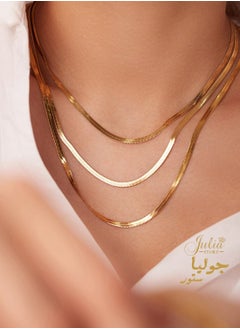 18K Gold Plated Stainless Steel Three Layered Necklace Herringbone Choker Necklaces Snake Bone Minimalist Handmade Multilayer Chain necklaces Women By Julia Store - pzsku/ZE0D53C1B156AE60BBFBBZ/45/_/1720472999/364f5d4c-ac15-47fa-8ba2-fc87e8b60c9a