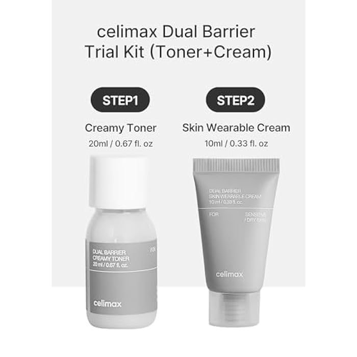 celimax Dual Barrier Trial Kit Travel Size, Gift Set | with Creamy Toner & Skin Wearable Cream, Travel Size, Mini-sized Gift Set, Ceramides, Peptide - Image 2