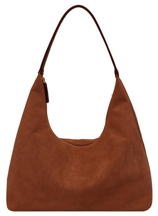 Bagkeak Slouchy Suede Tote Bag Shoulder Bags For Women Underarm Bag Women’s Work Purses Crescent Bag Suede Handbag Travel Winter Fall - Image 1