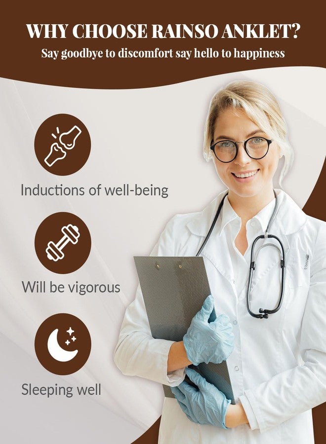 RainSo Pure Copper Heart Design Womens Magnetic Anklets 3500 Gauss Adjustable with Gift Box - Image 2