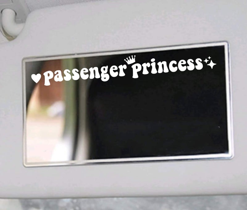 Passenger Princess Sticker Funny Car Stickers Decal Truck Car Accessories for Rearview Mirror Window JDM Vinyl Letter Decals for Men Women Girls Cute Queen White