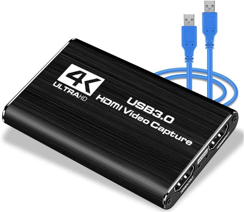 LEADNOVO Audio Video Capture Card, HDMI USB3.0 4K 1080P 60fps Reliable Portable Video Converter for Game Streaming Live Broadcasts Video Recording(Black) - Image 1