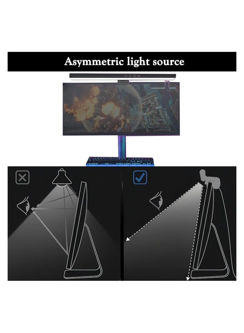 Computer Monitor Lamp 7 RGB Light Modes Eye Caring No Screen Glare Screenbar Monitor Light Dimmable 3 Color Temperature Atmosphere Desk Lamp for Office Study E Sports - Image 4