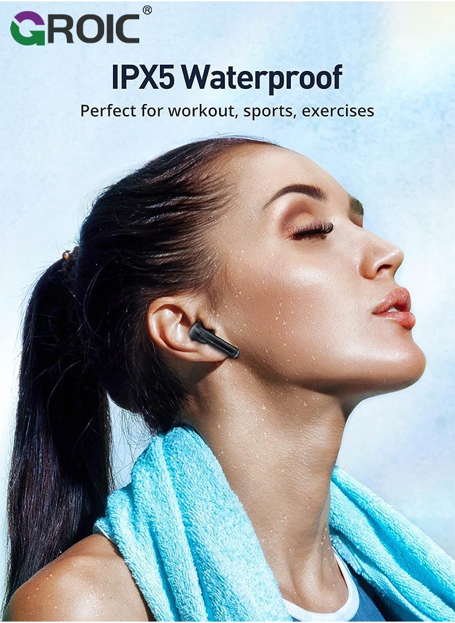 GROIC - Noise Cancelling Wireless Earbuds, Bluetooth 5.3 Earbuds, Stereo Bass Boost Headphones, Bluetooth Earbuds Noise Cancelling, 24H Playtime, IPX4 - Image 1
