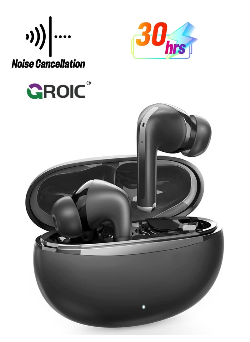 GROIC - Noise Cancelling Wireless Earbuds, Bluetooth 5.3 Earbuds, Stereo Bass Boost Headphones, Bluetooth Earbuds Noise Cancelling, 24H Playtime, IPX4 - Image 1