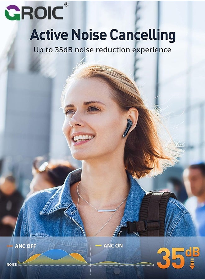 GROIC - Noise Cancelling Wireless Earbuds, Bluetooth 5.3 Earbuds, Stereo Bass Boost Headphones, Bluetooth Earbuds Noise Cancelling, 24H Playtime, IPX4 - Image 1
