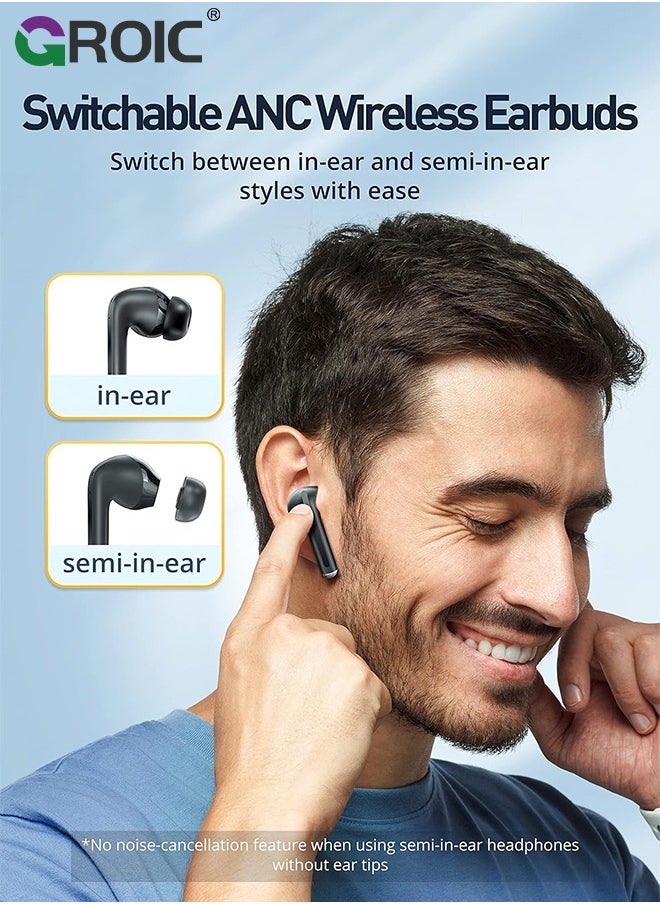 GROIC - Noise Cancelling Wireless Earbuds, Bluetooth 5.3 Earbuds, Stereo Bass Boost Headphones, Bluetooth Earbuds Noise Cancelling, 24H Playtime, IPX4 - Image 1