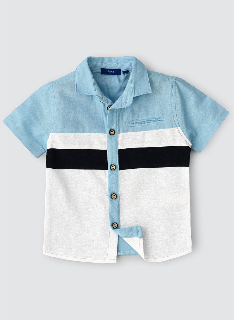 JAM Woven Cut & Sew Shirt With Mandarin Collar - Image 1
