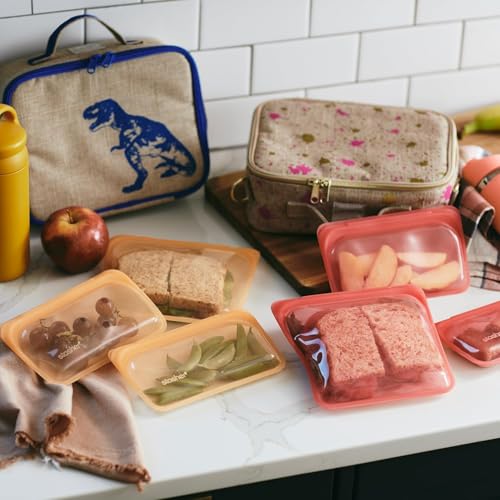 Stasher Premium Silicone Reusable Food Storage Bags, 7-Pack, Rainbow, Multi-Use Food Storage Bags, Lunch Bag, Travel Containers, BPA Free, Leak-free, Dishwasher-Safe, Eco-friendly - Image 3