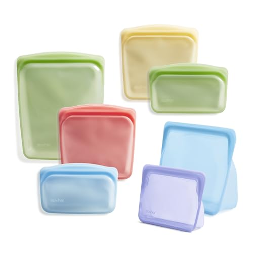Stasher Premium Silicone Reusable Food Storage Bags, 7-Pack, Rainbow, Multi-Use Food Storage Bags, Lunch Bag, Travel Containers, BPA Free, Leak-free, Dishwasher-Safe, Eco-friendly - Image 1
