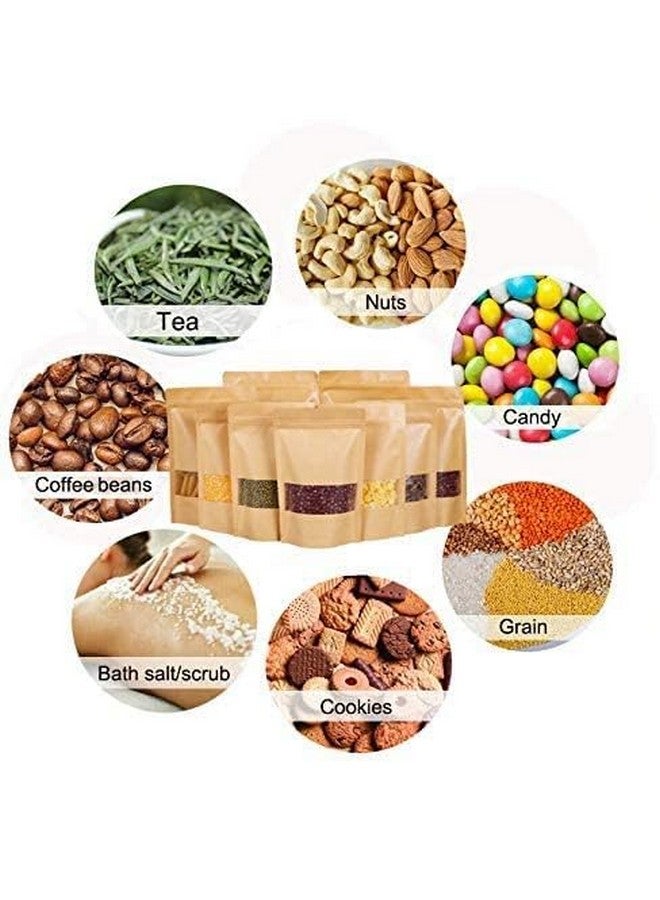 Deera DEERA Stand Up Ziplock Reusable Airtight Kraft Paper Storage Pouch (Brown)(120mmX200mm)(Pack of 25)  - Image 3
