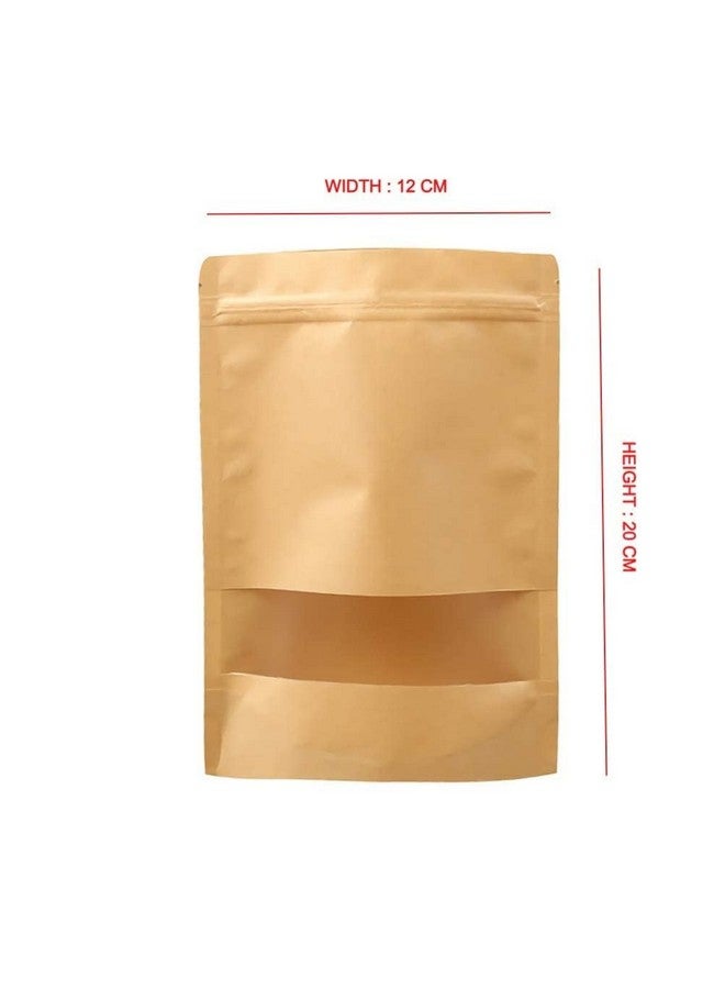 Deera DEERA Stand Up Ziplock Reusable Airtight Kraft Paper Storage Pouch (Brown)(120mmX200mm)(Pack of 25)  - Image 2