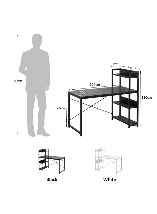 Canadel Office Desk with 4-Tier Shelf, Reversible Storage Shelf Left or Right, Sturdy Metal Frame & X-Shaped Strut, Spacious Waterproof Tabletop for Home Computer Desk - Image 2