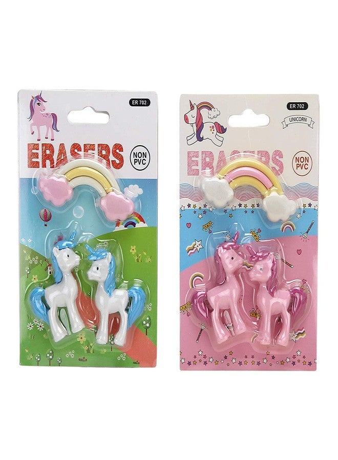 JOUET (Pack of 5 Unicorn Pencil Case/Unicorn Glitter Pen/Unicorn Eraser/Lipstick Pen for Girls/Unicorn Design Metal Tin Case Pouch (Blue, Unicorn Magic - Pack of 5) - Image 3