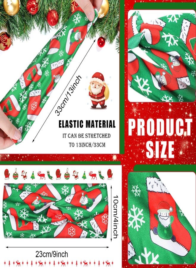 Giegxin 20 Pcs Christmas Headband for Women Christmas Stretchy Twisted Headbands Elastic Hair Bands Santa Claus Snowman Wide Knotted Hair Accessories for Girls Party - Image 2