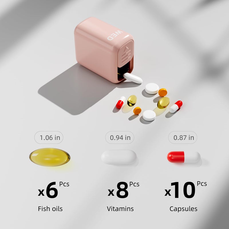 Restree Weekly Pill Organizer 7 Day, Large Capacity Pill Box with Reminder Indicator, Easy Slide Open Detachable Travel Pill Case for Vitamins Supplements & Daily Medications (Pink) - Image 5