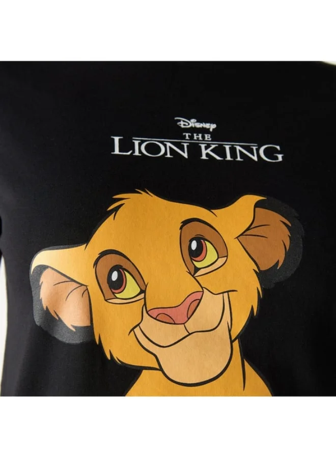 SP Characters Lion King Print Crew Neck T-shirt with Short Sleeves