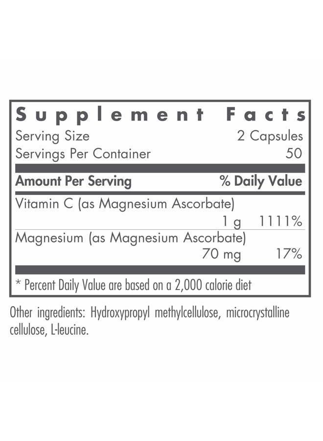 Nutricology Magnesium Ascorbate Supplement - 1000mg Buffered Vitamin C, Immune Support, Magnesium Powder, Vegetarian Capsules - 100 Count - Image 2