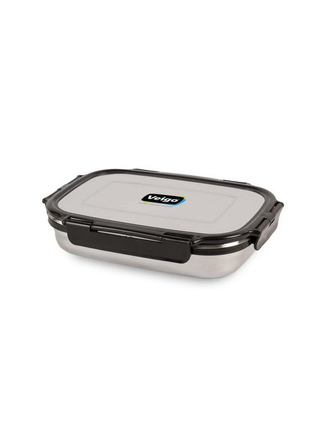Veigo Steel Lunch Boxes for Office Men, Tiffin Box for Office Men, Lunch Box for Kids, Jumbo 950 ml, 180 ml Veg Box | Detachable Clips | Leakproof & Airtight | Durable Stainless Steel Lid | Black - Image 4