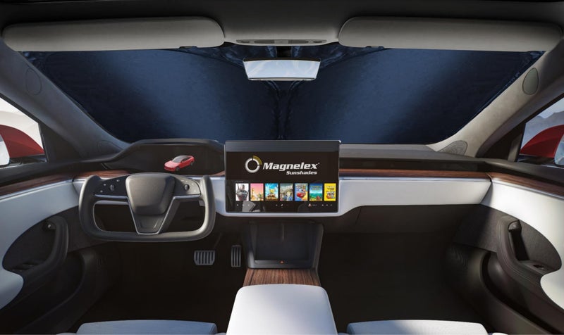 Magnelex Tesla Windshield Sunshade for Model S | Reflective 240T Material Car Sun Visor with Mirror Cut-Out. Tesla Model S Sunshade | Foldable Sun Shield for Sun Heat and UV Protection - Image 2